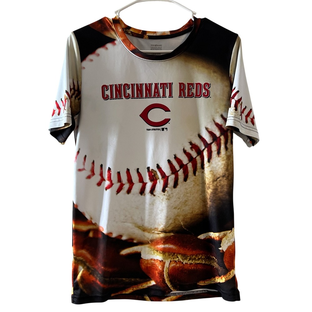 Cincinnati Reds MLB Youth L 14/16 All Over Print Baseball Shirt Team Athletics